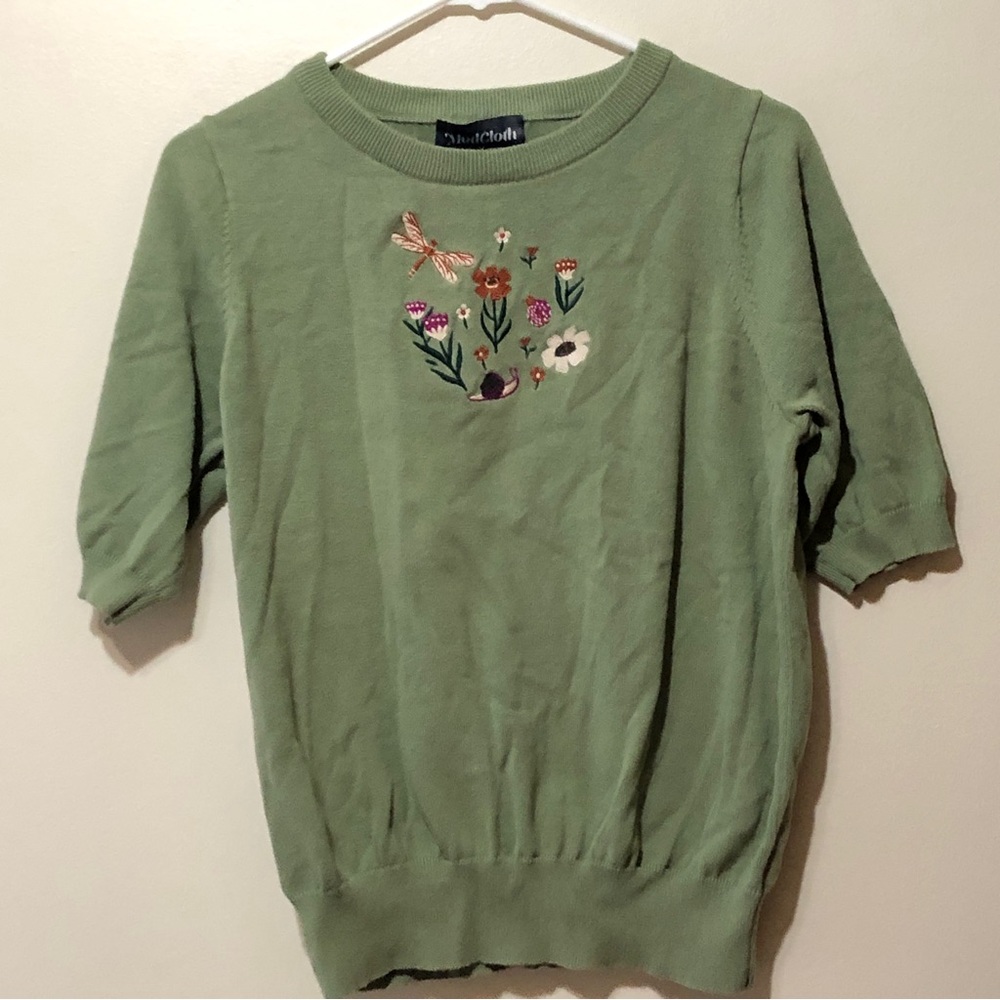 ModCloth Green Insects Flowers Sweater Cardigan Size 18UK